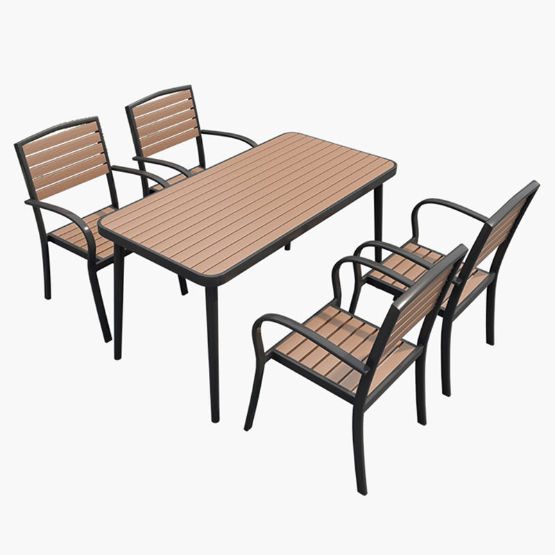 Modern Wood and Meta Dining Table 1/4/5/7 Pieces Outdoor Legs Dinette Set