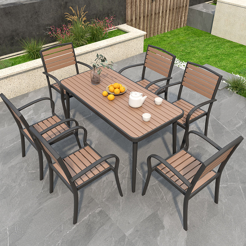 Modern Wood and Meta Dining Table 1/4/5/7 Pieces Outdoor Legs Dinette Set