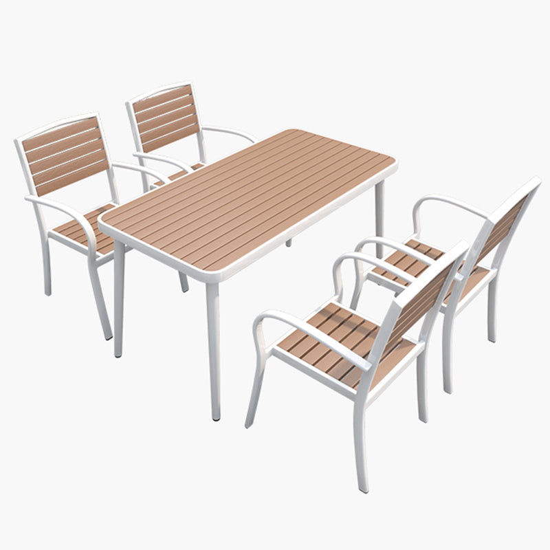 Modern Wood and Meta Dining Table 1/4/5/7 Pieces Outdoor Legs Dinette Set