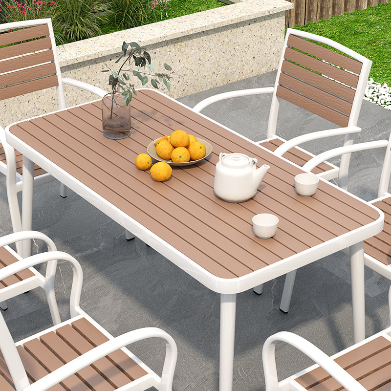 Modern Wood and Meta Dining Table 1/4/5/7 Pieces Outdoor Legs Dinette Set