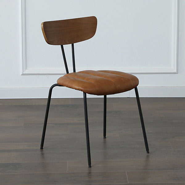 Contemporary Leather Dining Chair Open Back Dining Side Furniture with Steel Legs