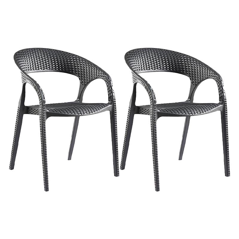 Modern Outdoor Dining Chair Open Back Plastic Dining Armchair