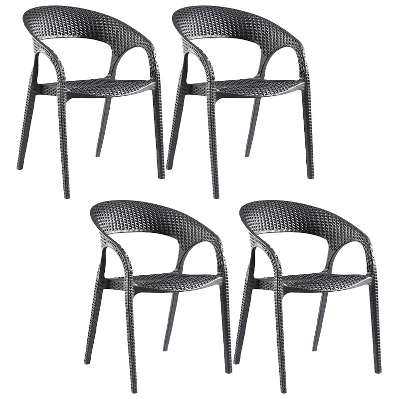 Modern Outdoor Dining Chair Open Back Plastic Dining Armchair