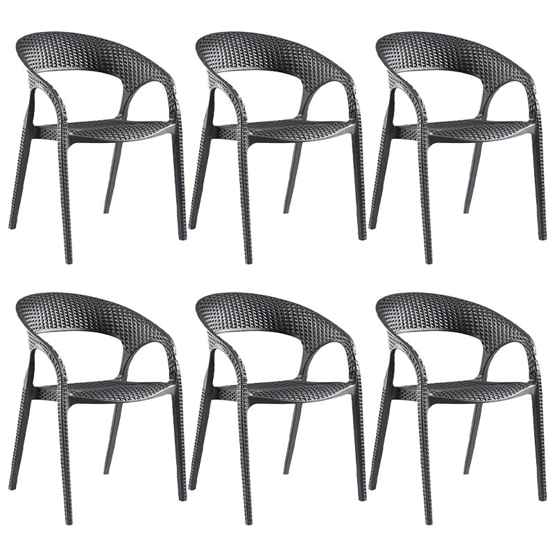 Modern Outdoor Dining Chair Open Back Plastic Dining Armchair