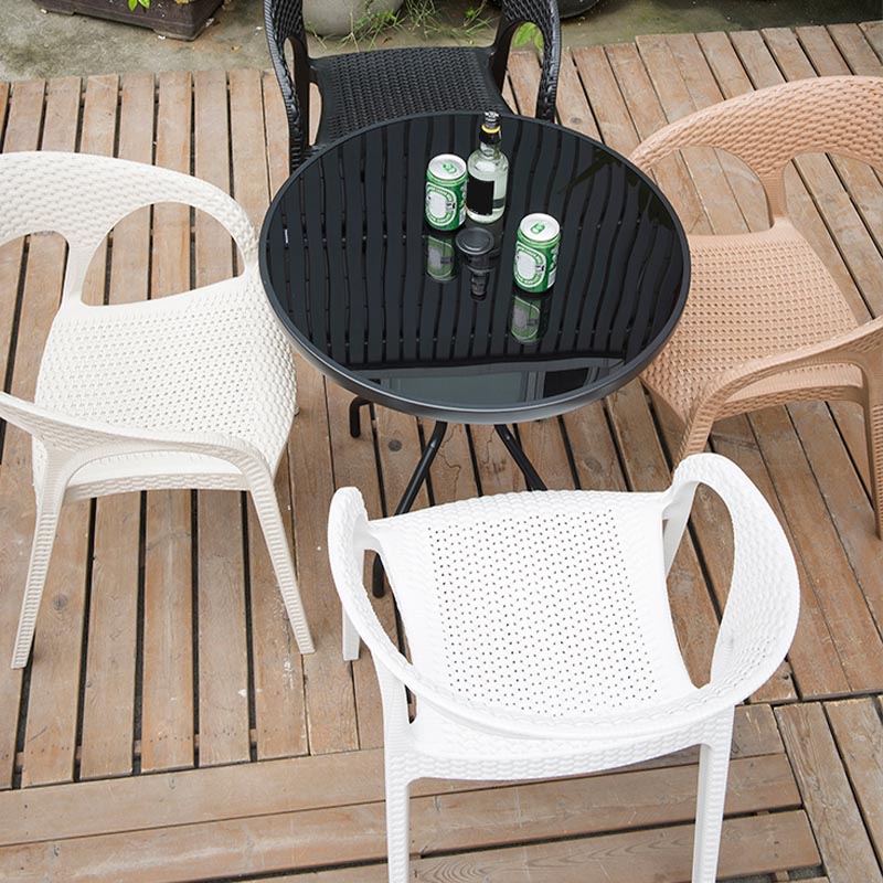 Modern Outdoor Dining Chair Open Back Plastic Dining Armchair