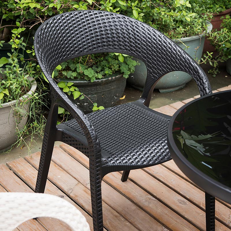 Modern Outdoor Dining Chair Open Back Plastic Dining Armchair