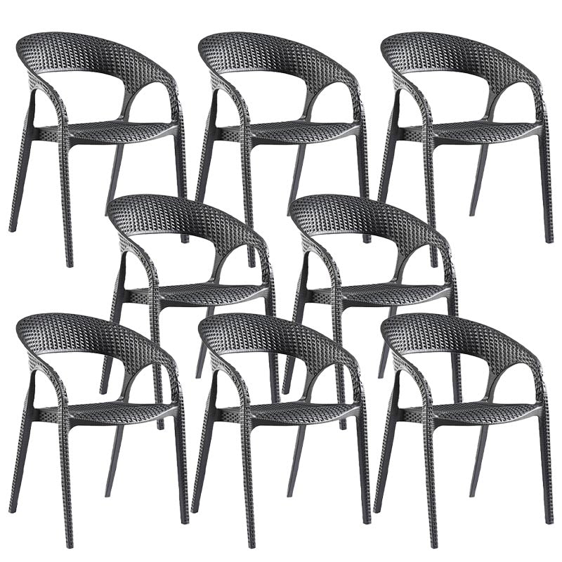 Modern Outdoor Dining Chair Open Back Plastic Dining Armchair