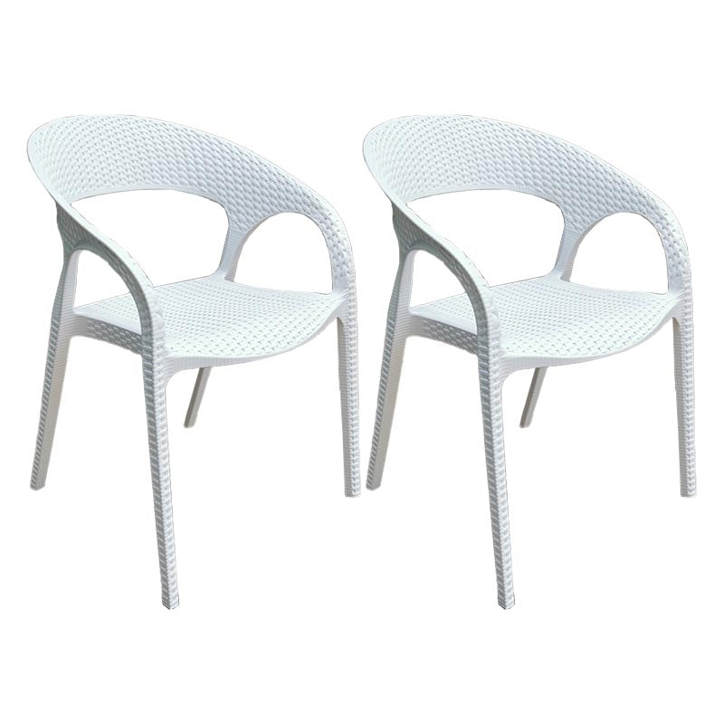 Modern Outdoor Dining Chair Open Back Plastic Dining Armchair