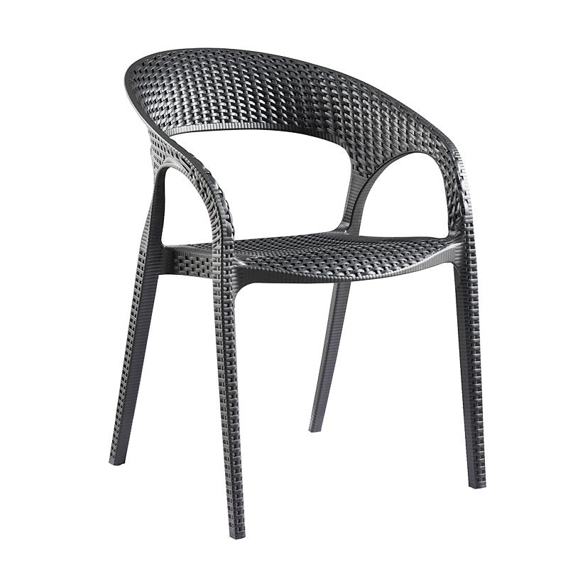 Modern Outdoor Dining Chair Open Back Plastic Dining Armchair