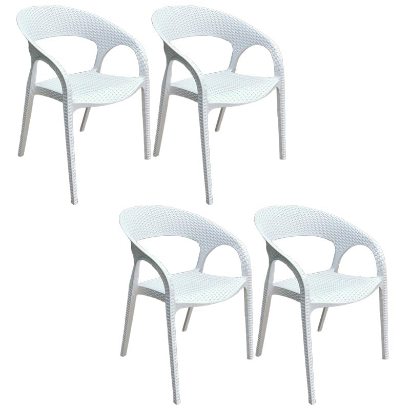 Modern Outdoor Dining Chair Open Back Plastic Dining Armchair