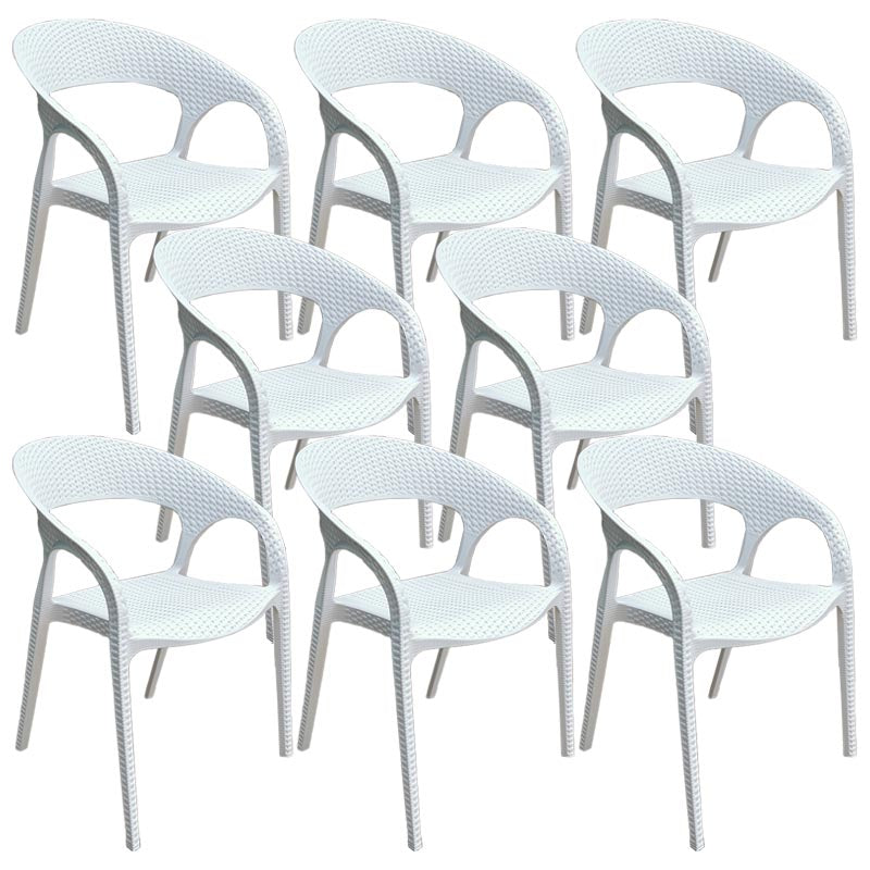 Modern Outdoor Dining Chair Open Back Plastic Dining Armchair