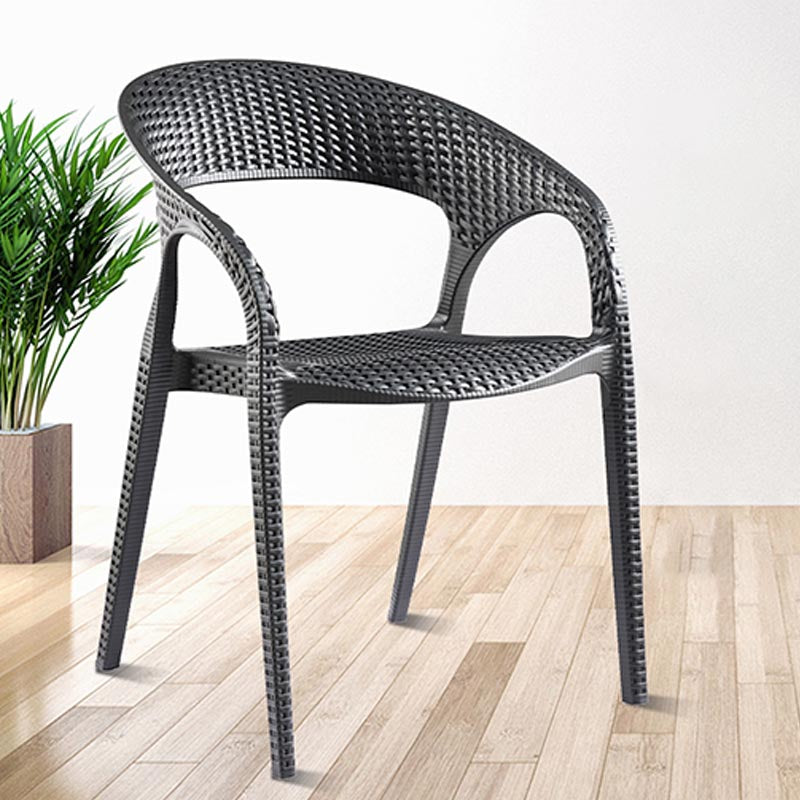 Modern Outdoor Dining Chair Open Back Plastic Dining Armchair