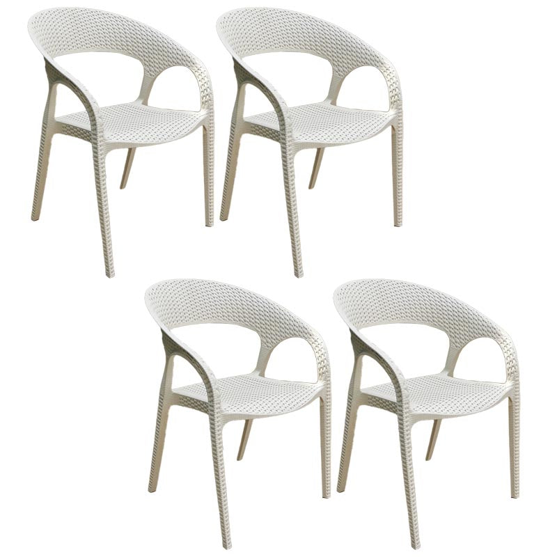 Modern Outdoor Dining Chair Open Back Plastic Dining Armchair