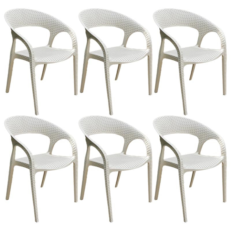 Modern Outdoor Dining Chair Open Back Plastic Dining Armchair