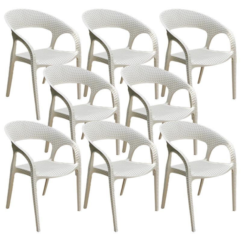 Modern Outdoor Dining Chair Open Back Plastic Dining Armchair