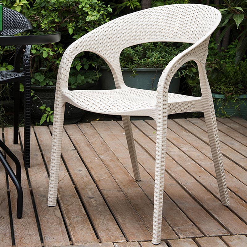 Modern Outdoor Dining Chair Open Back Plastic Dining Armchair