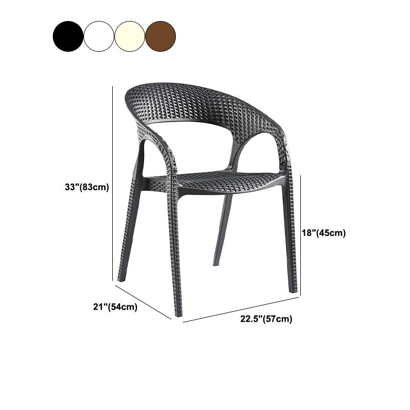 Modern Outdoor Dining Chair Open Back Plastic Dining Armchair