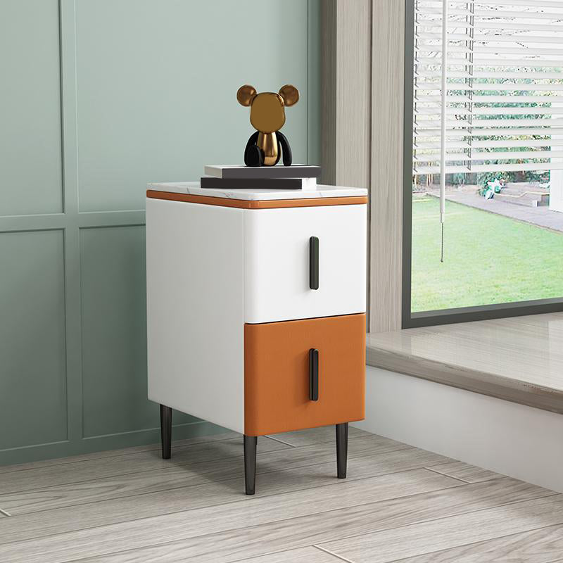 Wooden Nightstand with 4 Legs 22" Tall Bedside Cabinet with Drawers