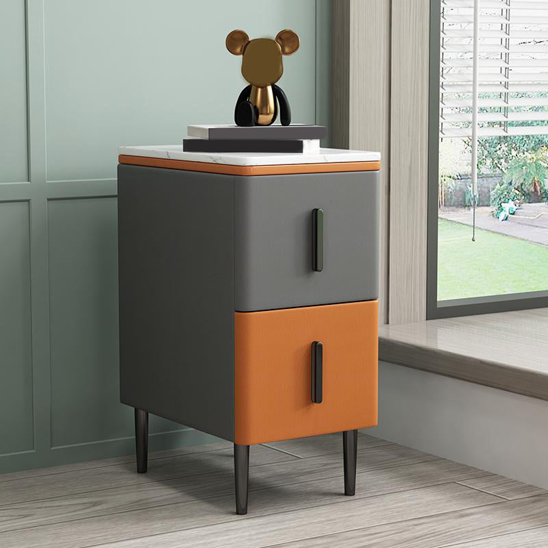 Wooden Nightstand with 4 Legs 22" Tall Bedside Cabinet with Drawers