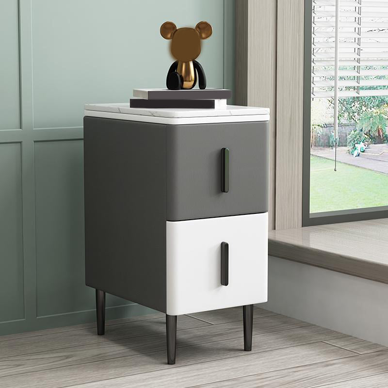 Wooden Nightstand with 4 Legs 22" Tall Bedside Cabinet with Drawers