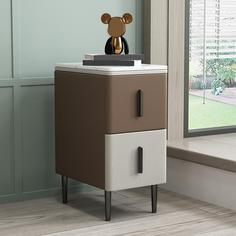 Wooden Nightstand with 4 Legs 22" Tall Bedside Cabinet with Drawers