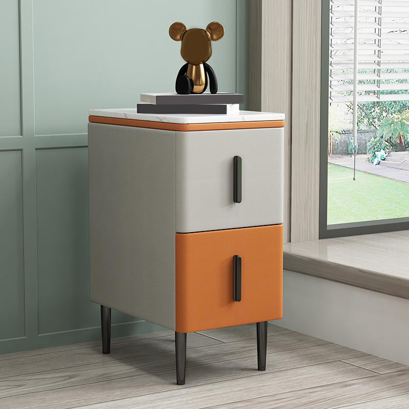 Wooden Nightstand with 4 Legs 22" Tall Bedside Cabinet with Drawers