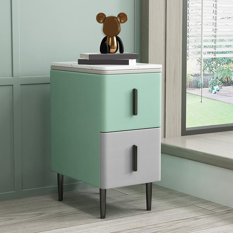 Wooden Nightstand with 4 Legs 22" Tall Bedside Cabinet with Drawers