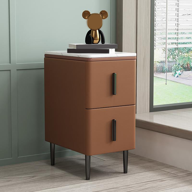 Wooden Nightstand with 4 Legs 22" Tall Bedside Cabinet with Drawers