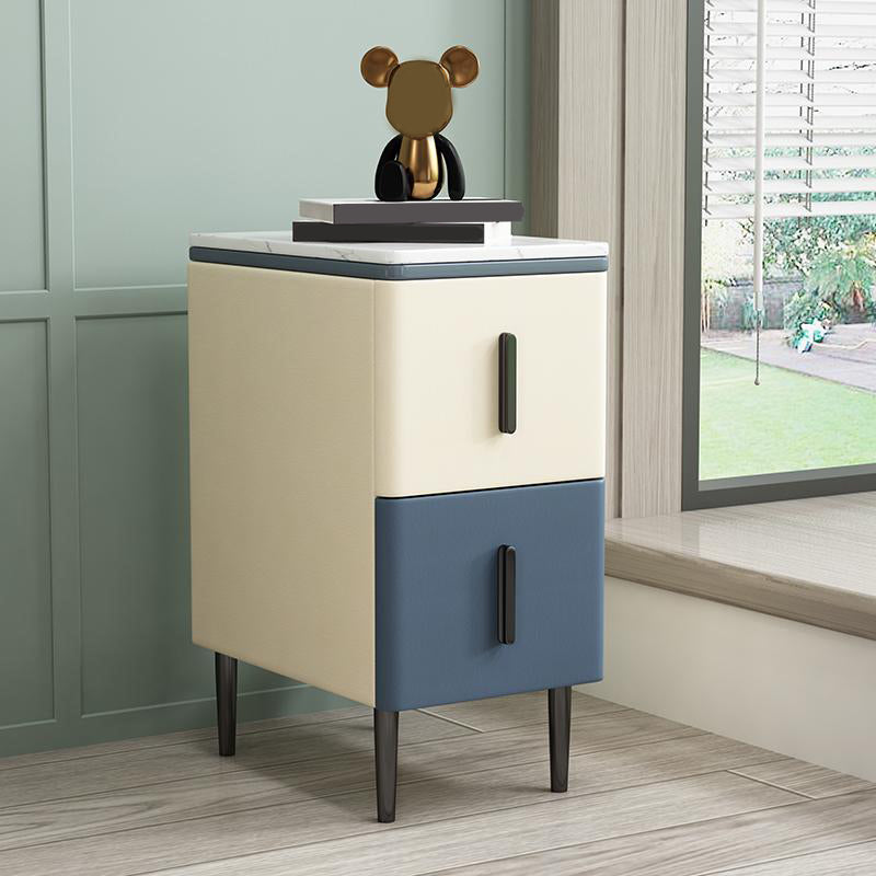 Wooden Nightstand with 4 Legs 22" Tall Bedside Cabinet with Drawers