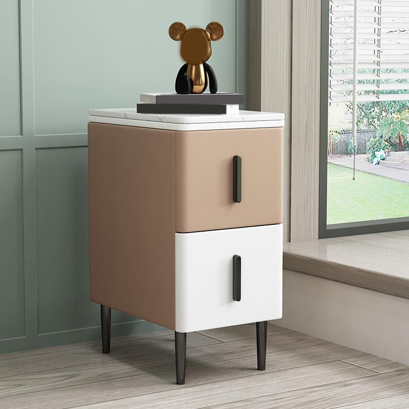 Wooden Nightstand with 4 Legs 22" Tall Bedside Cabinet with Drawers