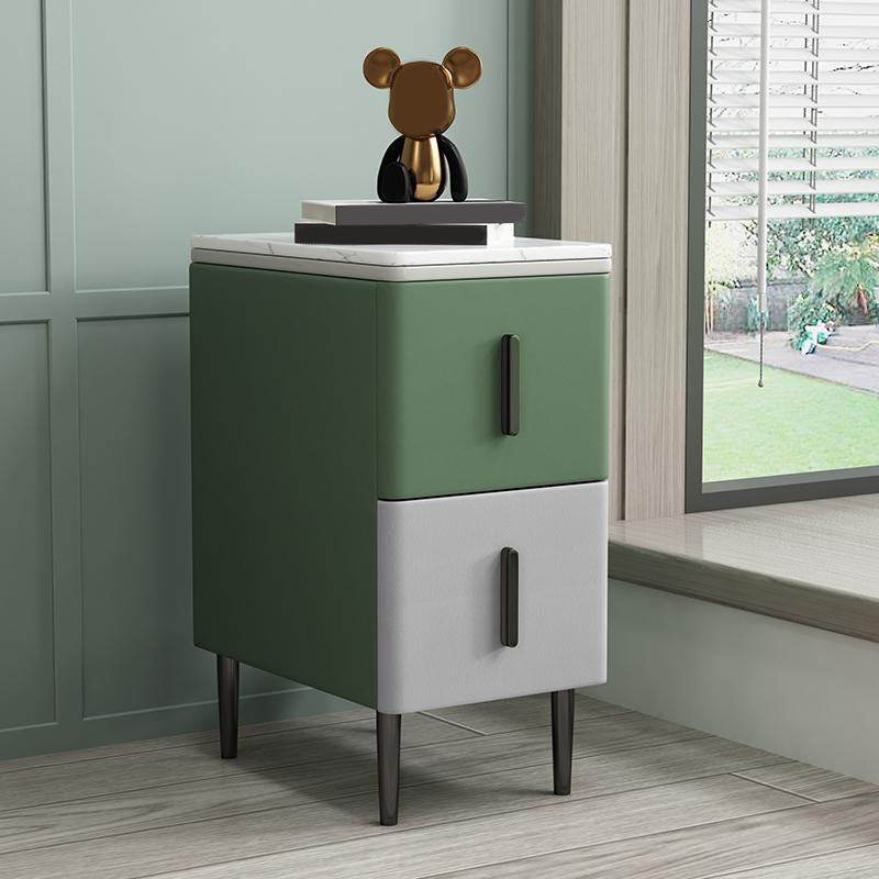 Wooden Nightstand with 4 Legs 22" Tall Bedside Cabinet with Drawers