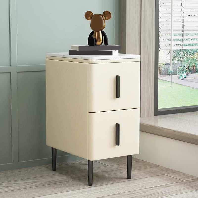 Wooden Nightstand with 4 Legs 22" Tall Bedside Cabinet with Drawers