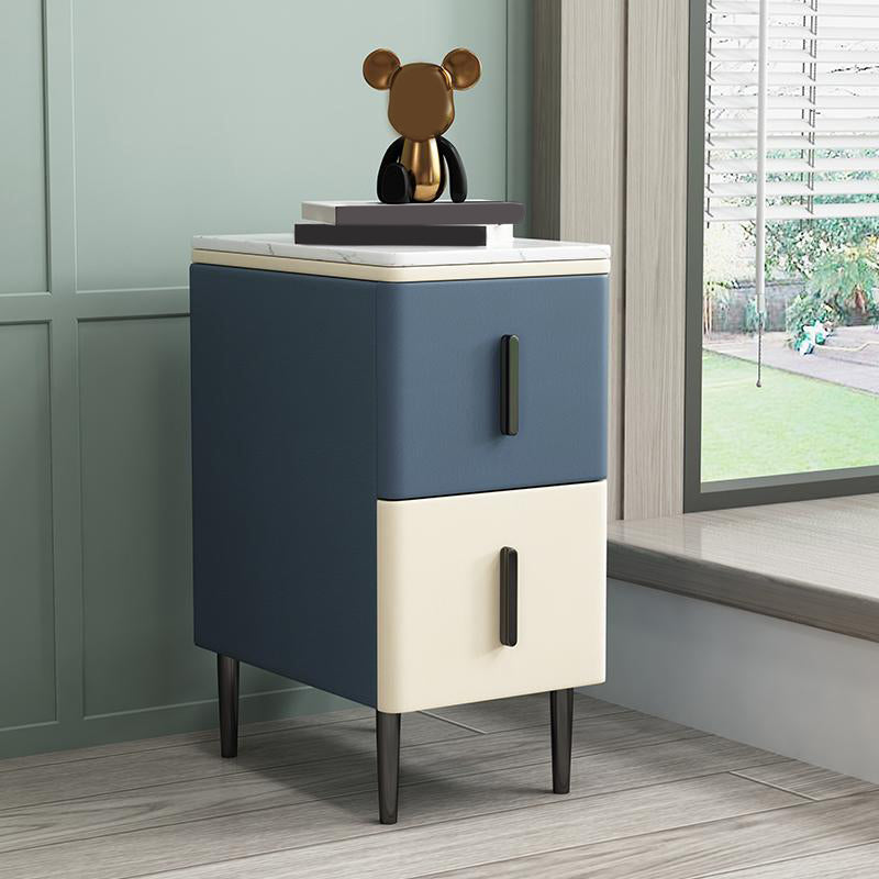 Wooden Nightstand with 4 Legs 22" Tall Bedside Cabinet with Drawers