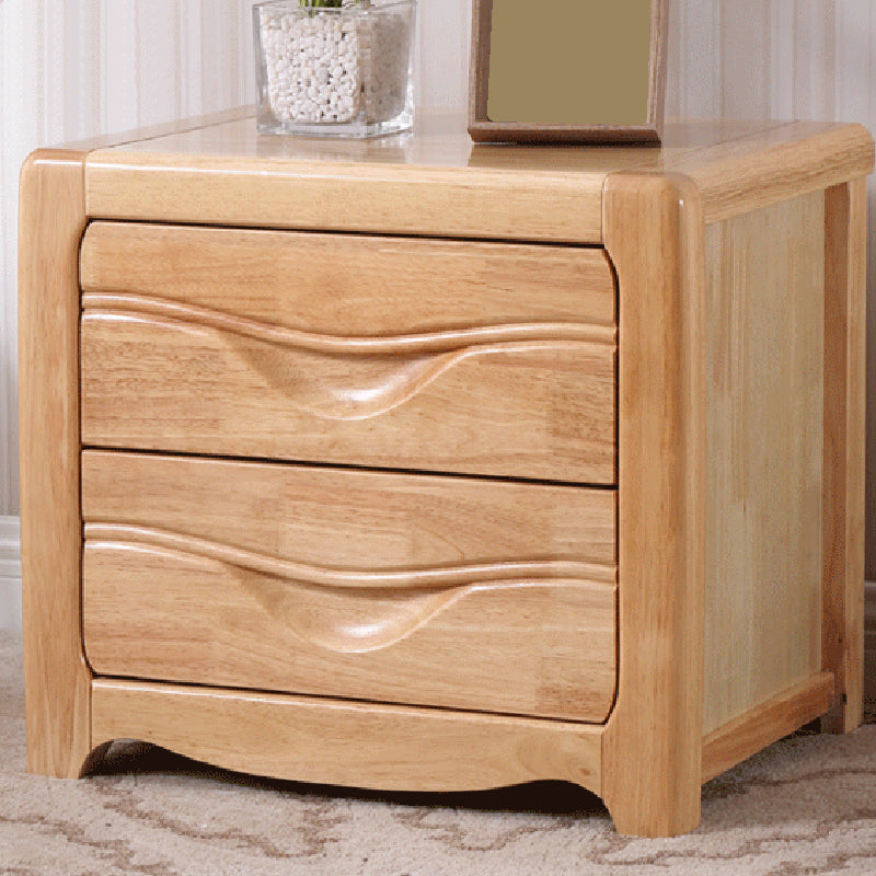 Traditional 20-inch Tall Solid Wood Nightstand 2-Drawer Night Table