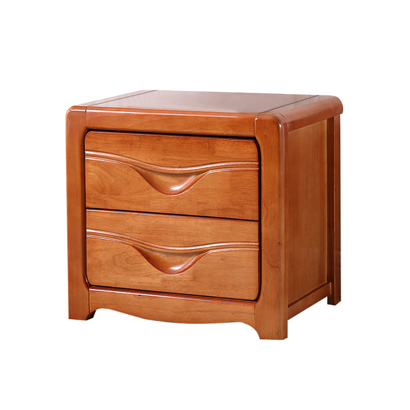 Traditional 20-inch Tall Solid Wood Nightstand 2-Drawer Night Table