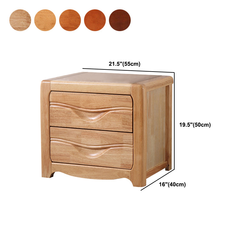 Traditional 20-inch Tall Solid Wood Nightstand 2-Drawer Night Table