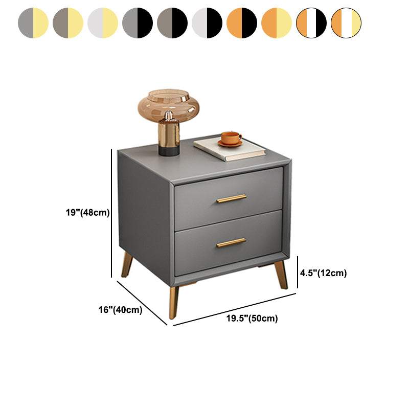 2-Drawer Accent Night Table 19" Tall Nightstand with Iron Legs