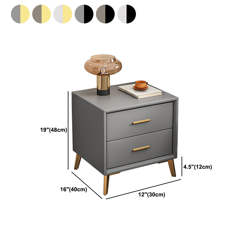 2-Drawer Accent Night Table 19" Tall Nightstand with Iron Legs