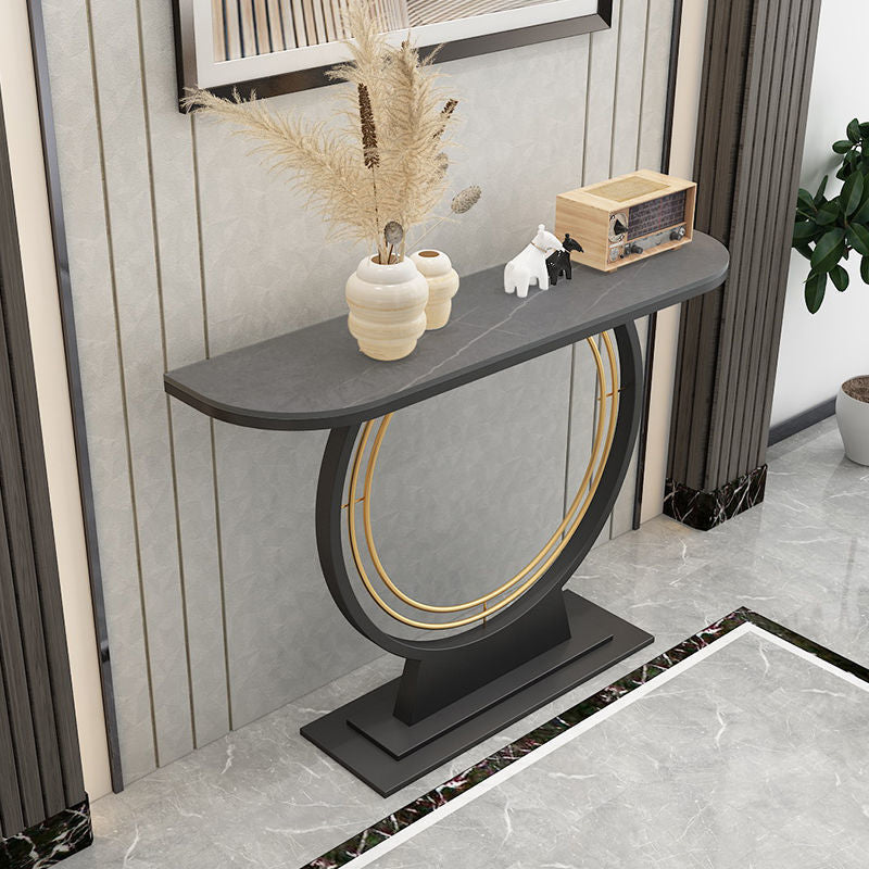 Glam Hall Scratch Resistant Stain Resistant Half Moon Slate Console