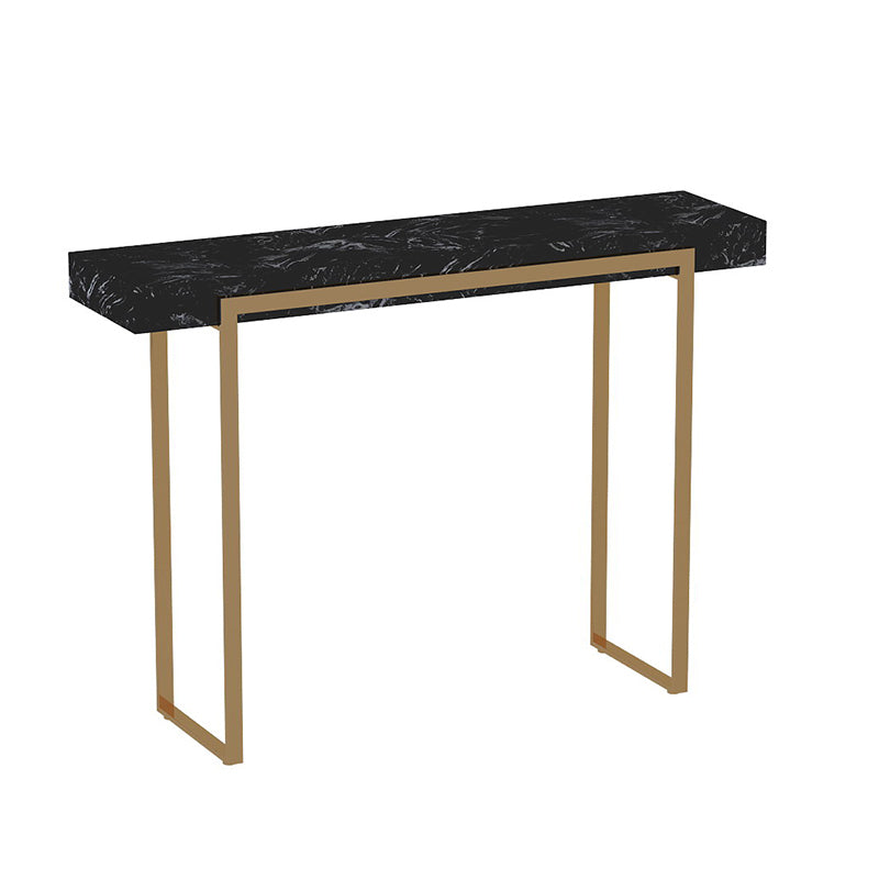 Rectangle Marble and Metal Glam Console Table in Black and White