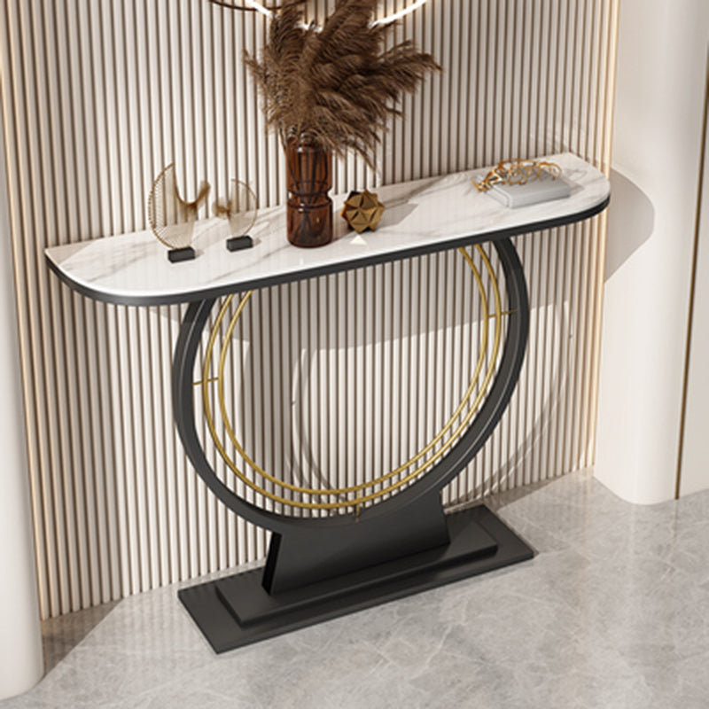 Scratch Resistant Rectangle/Half Moon Marble/Stone Console Table