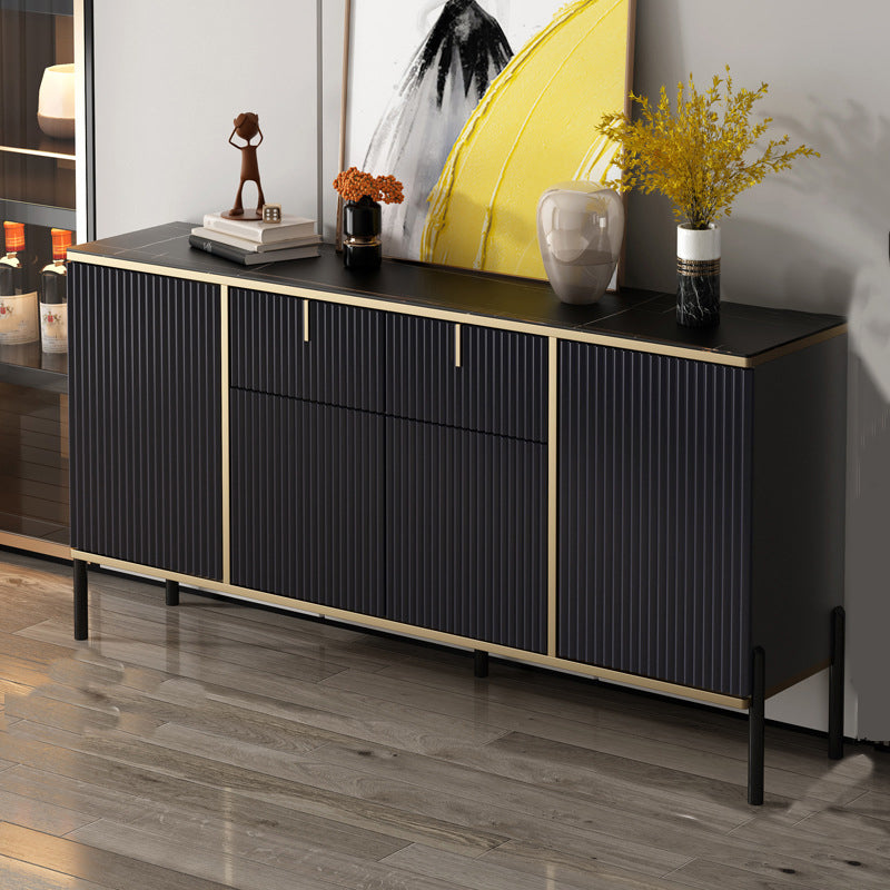 Glam Stone Sideboard Dining Room Adjustable Shelves Sideboard