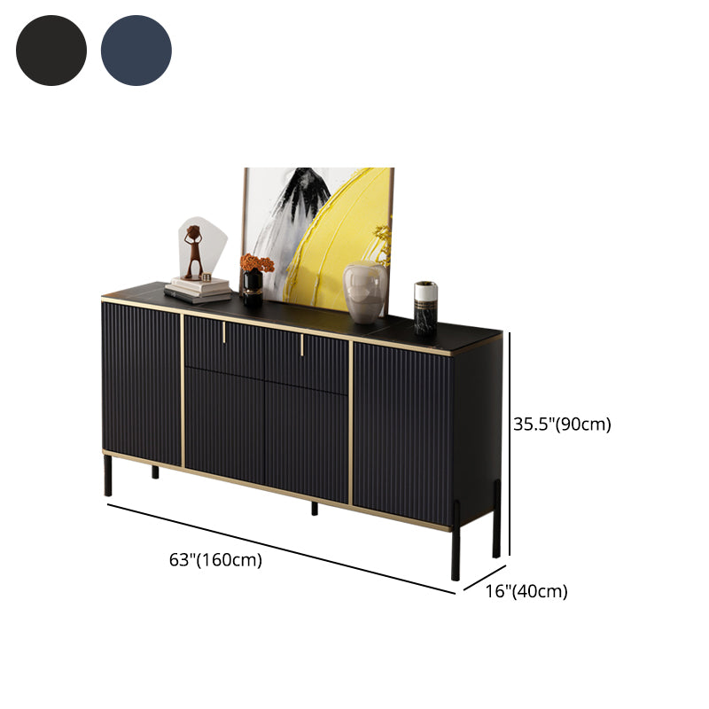 Glam Stone Sideboard Dining Room Adjustable Shelves Sideboard