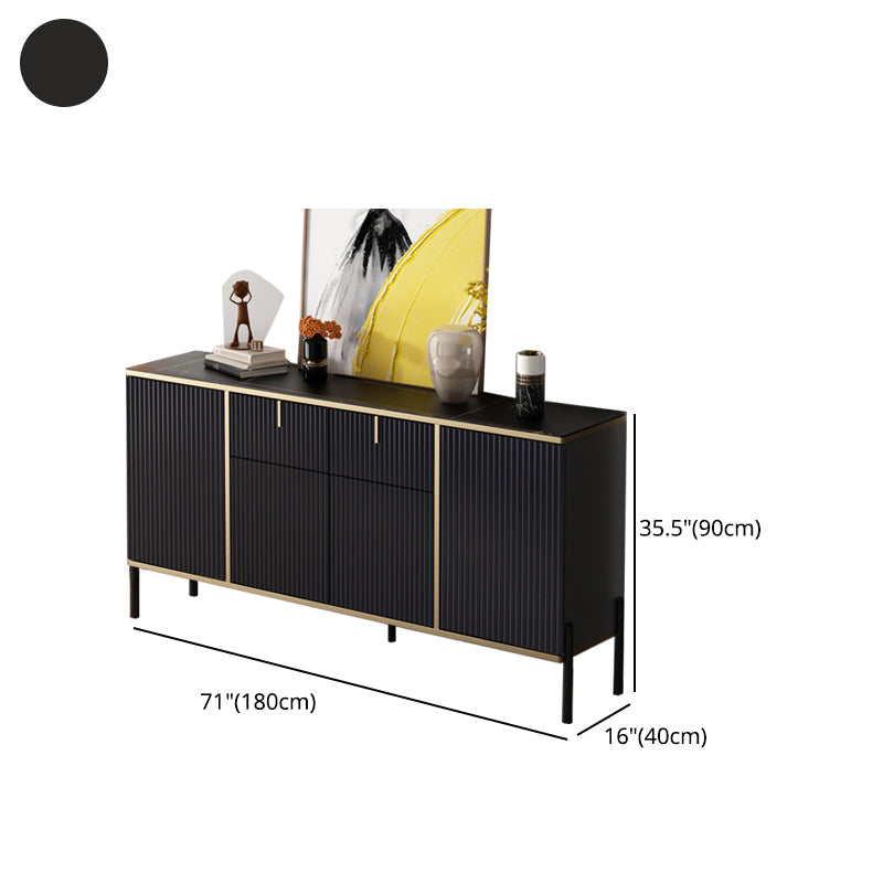 Glam Stone Sideboard Dining Room Adjustable Shelves Sideboard