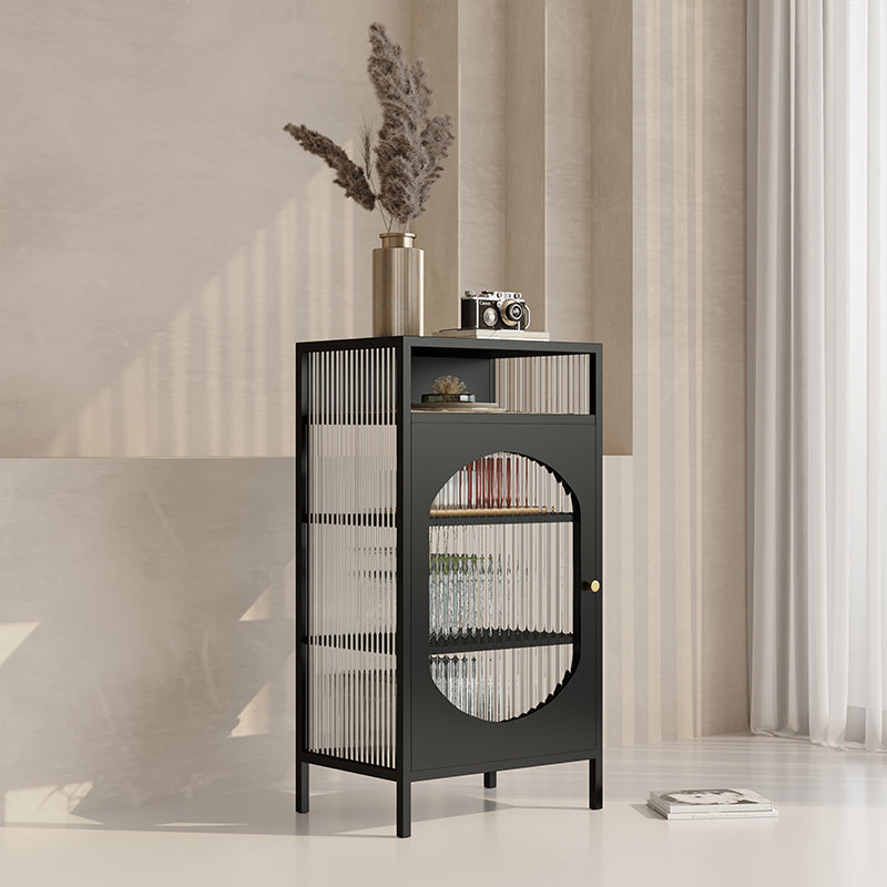 Modern Style Iron Sideboard Glass Doors Cabinets Dining Server for Living Room