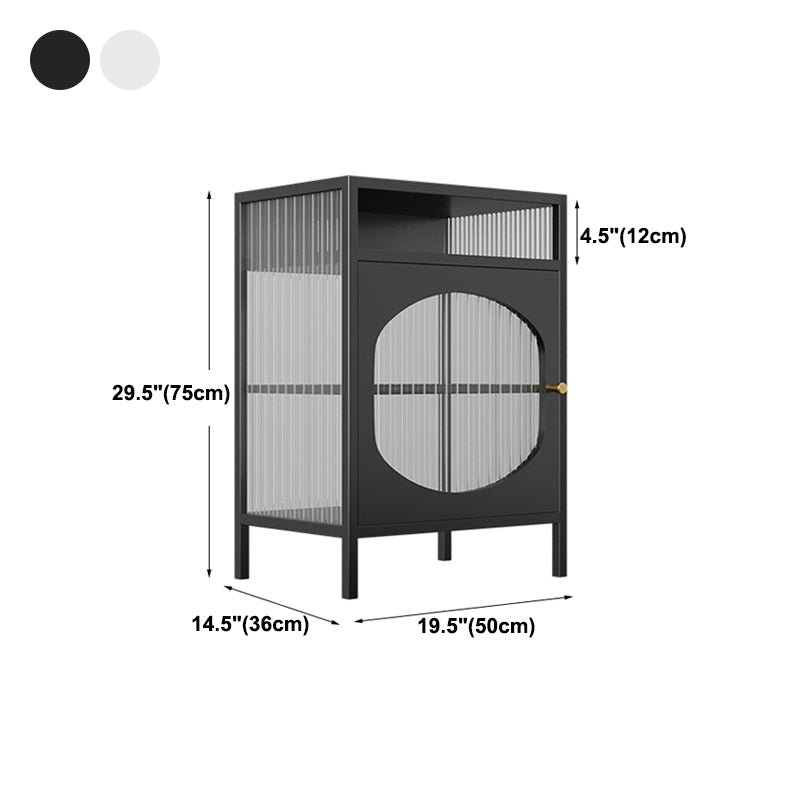 Modern Style Iron Sideboard Glass Doors Cabinets Dining Server for Living Room