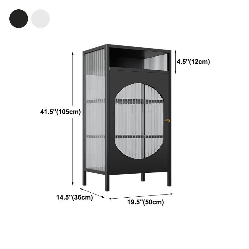 Modern Style Iron Sideboard Glass Doors Cabinets Dining Server for Living Room