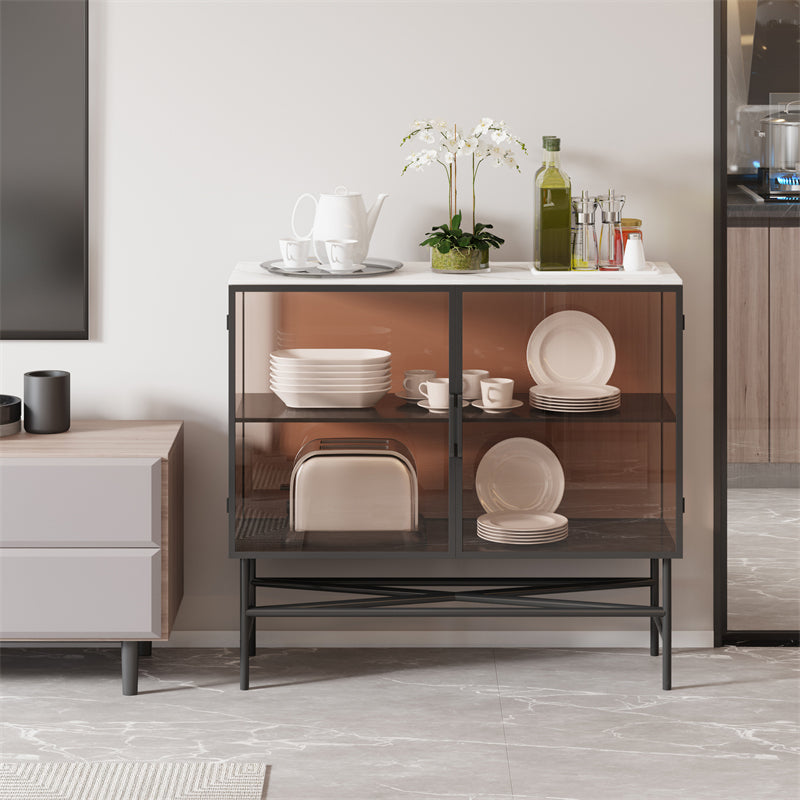 Modern Style Sideboard with Metal Legs Storage Sideboard for Kitchen Bar