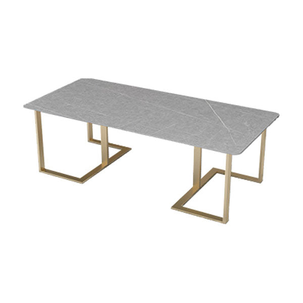 Modern Rectangular Writing Desk Sintered Stone Office Desk with Metal Base