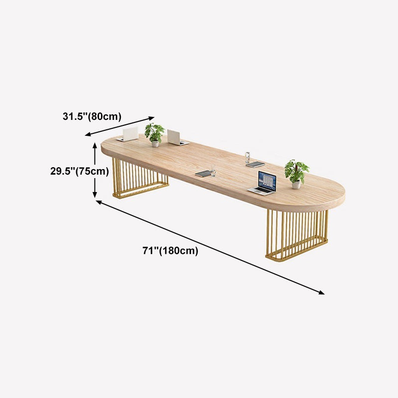 Contemporary Style Oval Writing Desk Pine Solid Wood Office Desk